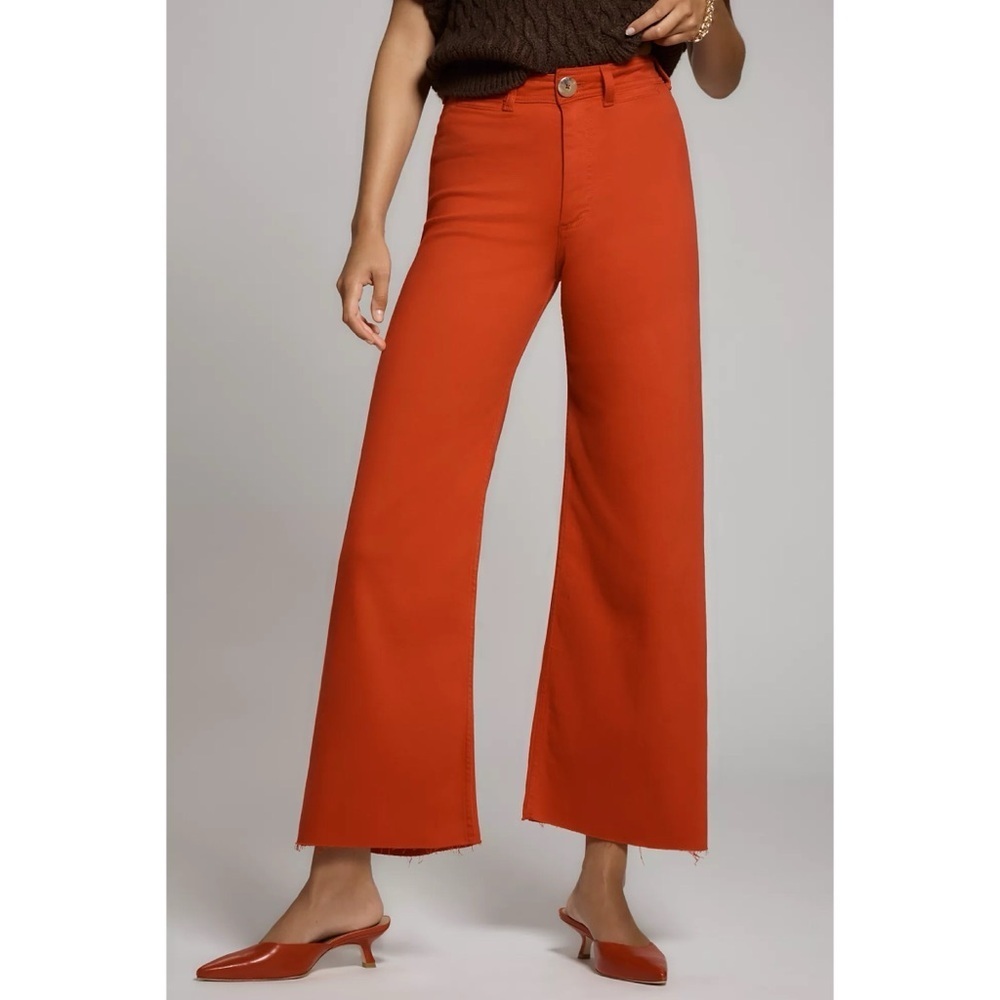 Anthropologie Maeve The Ettie Crop Wide Leg Jeans Red 28